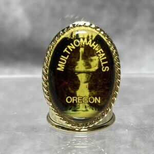 Multnomah Falls Waterfall Oregon Souvenir Thimble Gold-Tone Metal Rope Edge